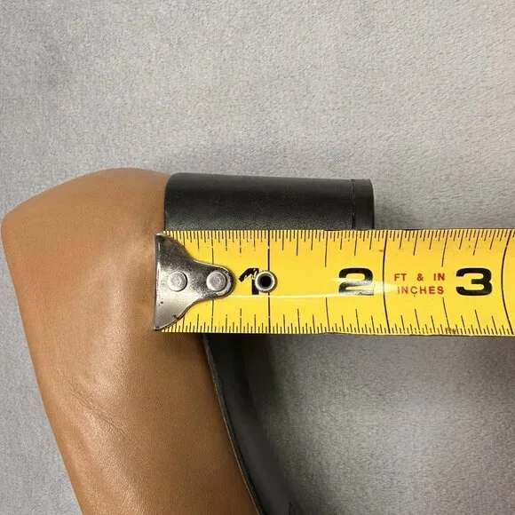 Tory Burch Ethel Two-Tone Tan and Black Leather Block Heel Pumps - Picture 10 of 10